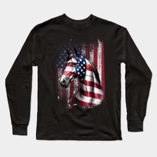 American Flag Horse Long Sleeve T-Shirt